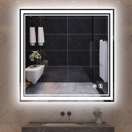 32“ x 32” LED Mirror for Bathroom Bathroom Mirror with Lights Front and Backlit LED