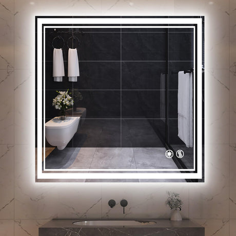 32“ x 32” LED Mirror for Bathroom Bathroom Mirror with Lights Front and Backlit LED
