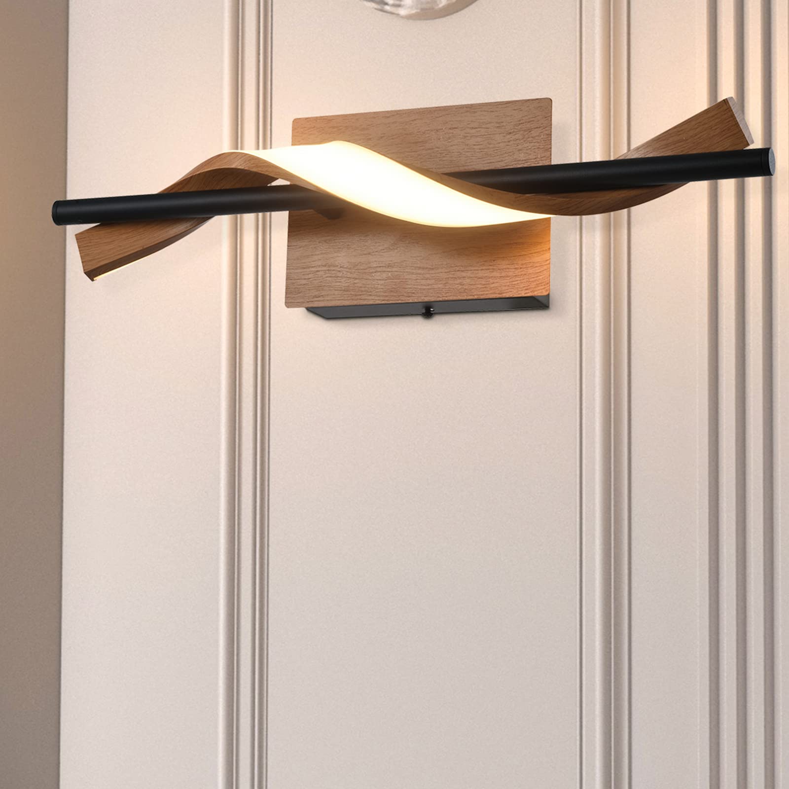 Modern Bathroom Vanity Light, 18 Inch Spiral Acrylic LED Wall Sconce