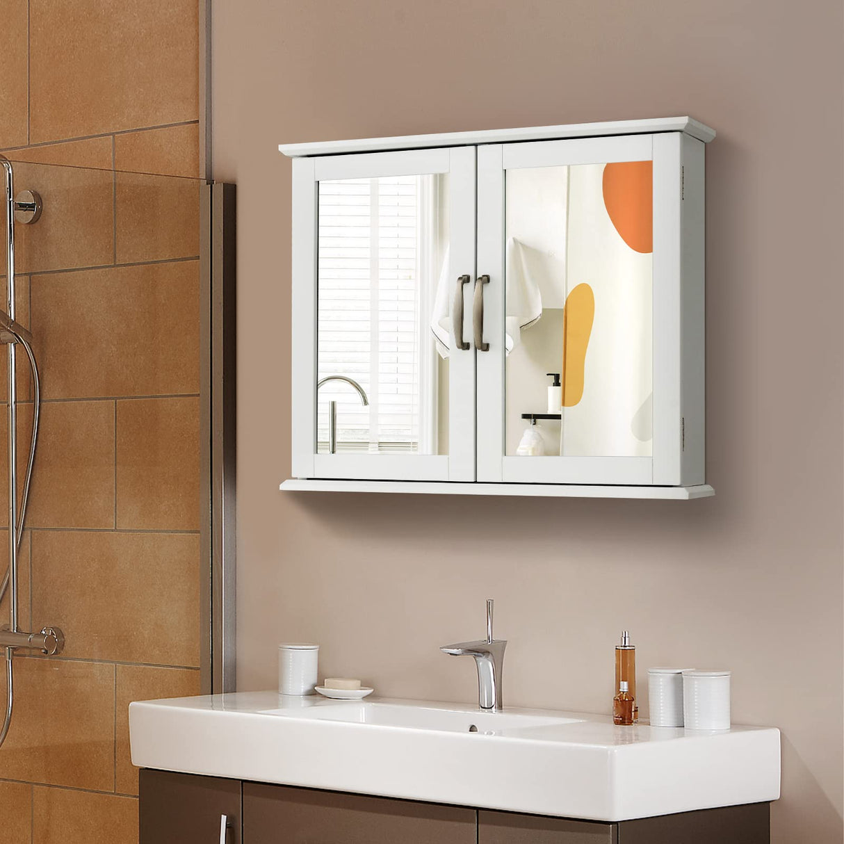 Medicine Cabinet with Mirror, Bathroom Wall Mounted Mirror Cabinet