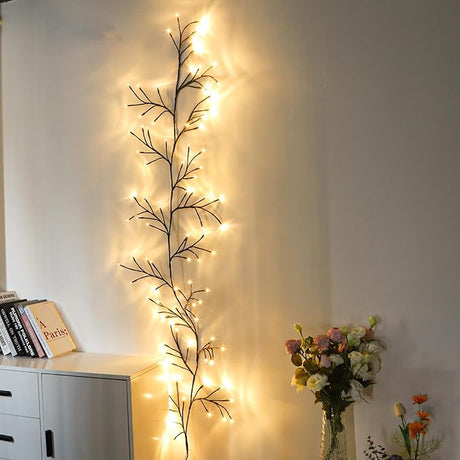 96 LED Willow Vine Lights 6FT Enchanted Wall Decoration Vine Lights 8 Modes for