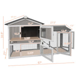 Rabbit Hutch Indoor Outdoor Bunny Cage with Pull Out Tray,2 Story Wooden Rabbit Cage