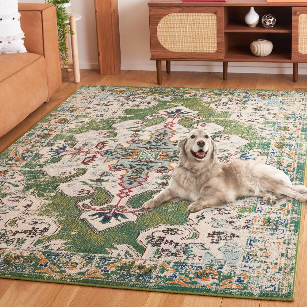 Madison Collection Area Rug - 8' x 10', Green & Aqua, Transitional Design