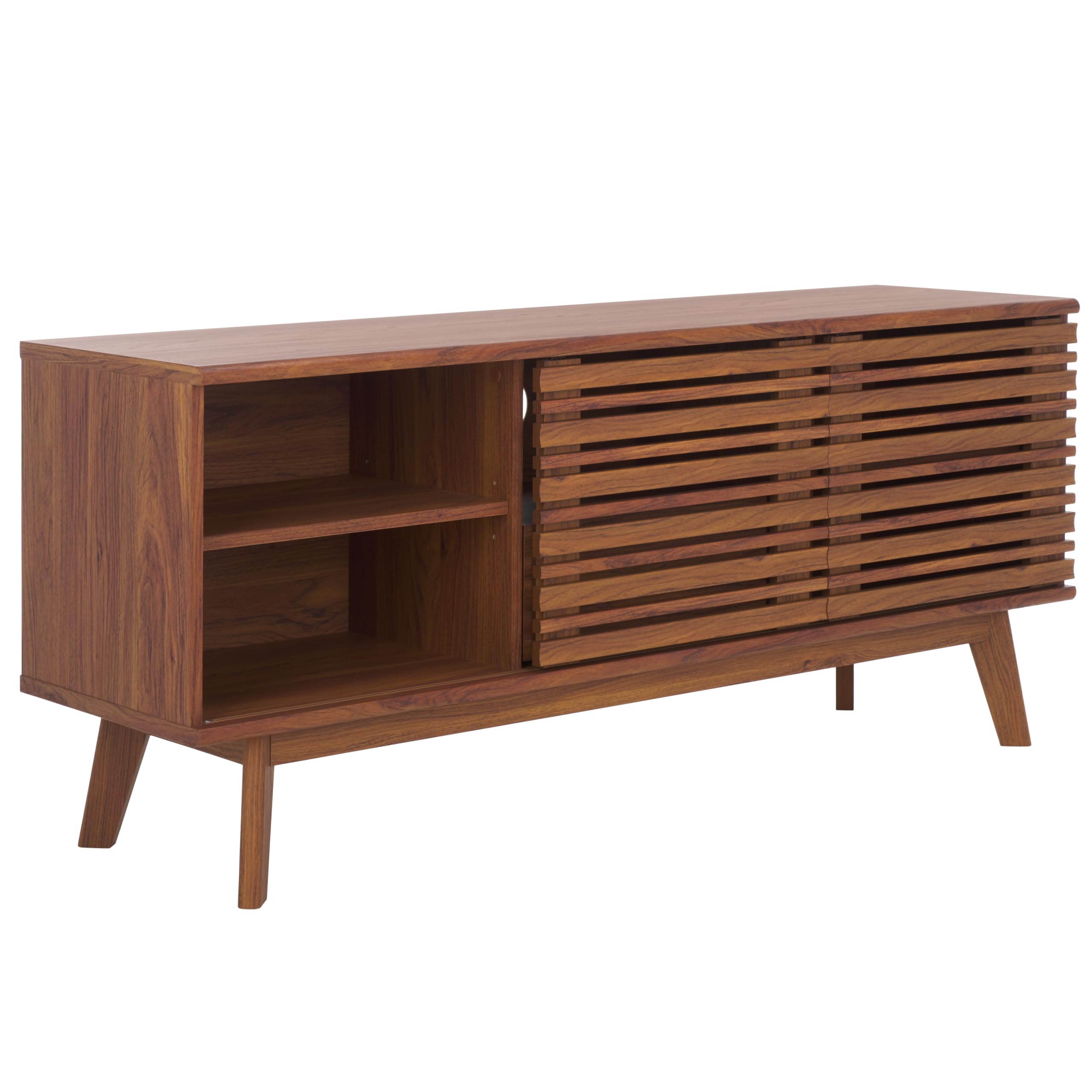Home Collection ESMA Walnut Low Sideboard Media Stand Fits up to 60" Flatscreen TV