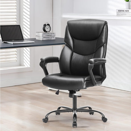 Big and Tall Office High Back Ergonomic Executive Desk Extra Wide Seat, PU Leather