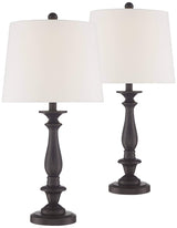 Regency Hill Percy Traditional Table Lamps 26" Tall Set of 2 Dark Bronze Brown Metal Candlestick White Tapered Drum Shade for Bedroom Living Room House Home Bedside Nightstand Office Family
