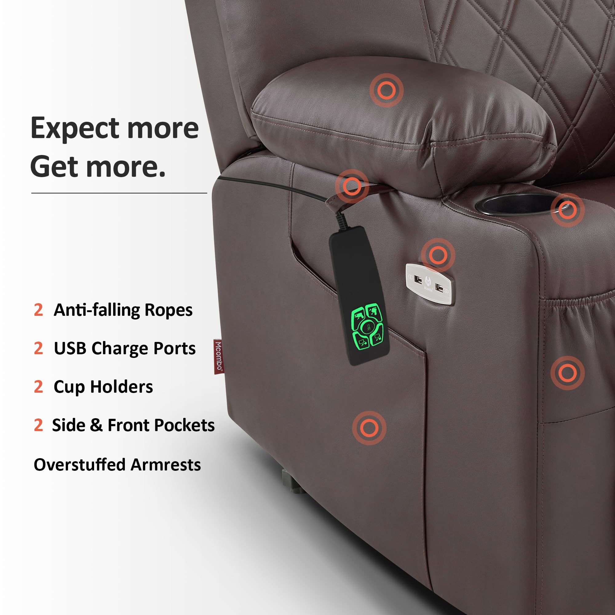 Small Size Power Lift Recliner Chair Sofa with Massage and Dual Heating