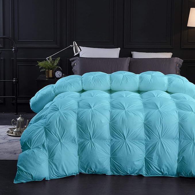 Solid Premium Quality 1000-TC Pinch Pleated Down Comforter- Eastern King Size