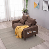 Seater Sofa 2 Seat Loveseat Compact Loveseat Couch Living Room Furniture with Armrest, Brown 2 Seater