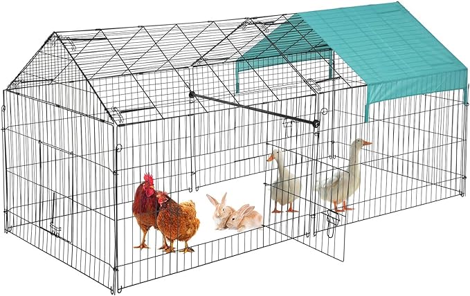 EasyPen Foldable Metal Chicken Coop – UV Cover & Secure Slide-Latch Door