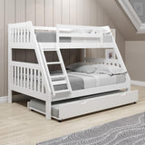 Austin Mission Twin Over Full White Bunkbed with Twin Trundle