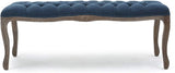 Tassia Tufted Fabric Bench, Dark Blue