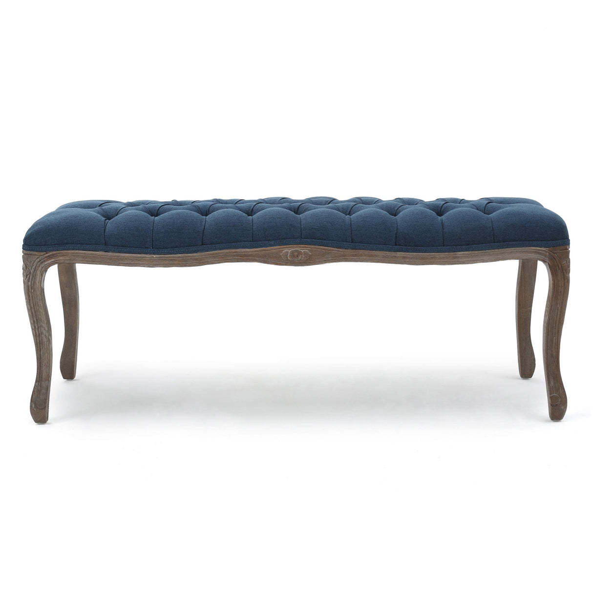 Christopher Knight Home Tassia Tufted Fabric Bench, Dark Blue