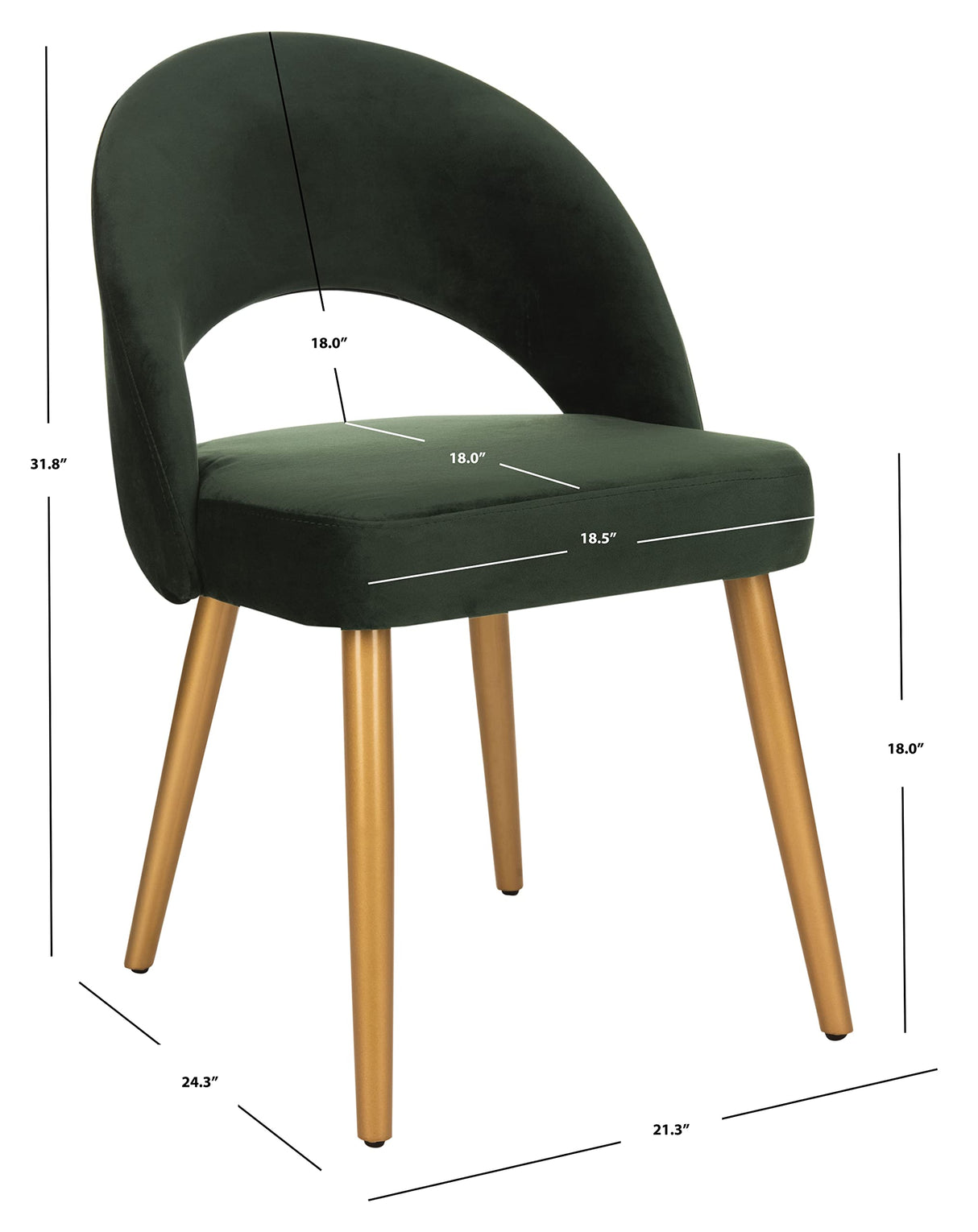 Giani Retro Malachite Green Velvet and Gold Dining Chair, Set of 2