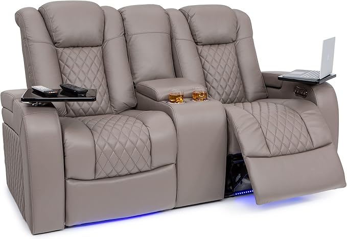 Anthem Sofa - Living Room - Italian Leather - Power Recline - Fold-Down Table