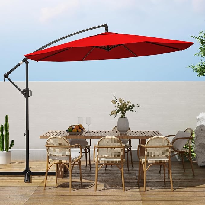 10ft Patio Umbrellas Offset Outdoor Cantilever Hanging Umbrella w/Infinite Tilt