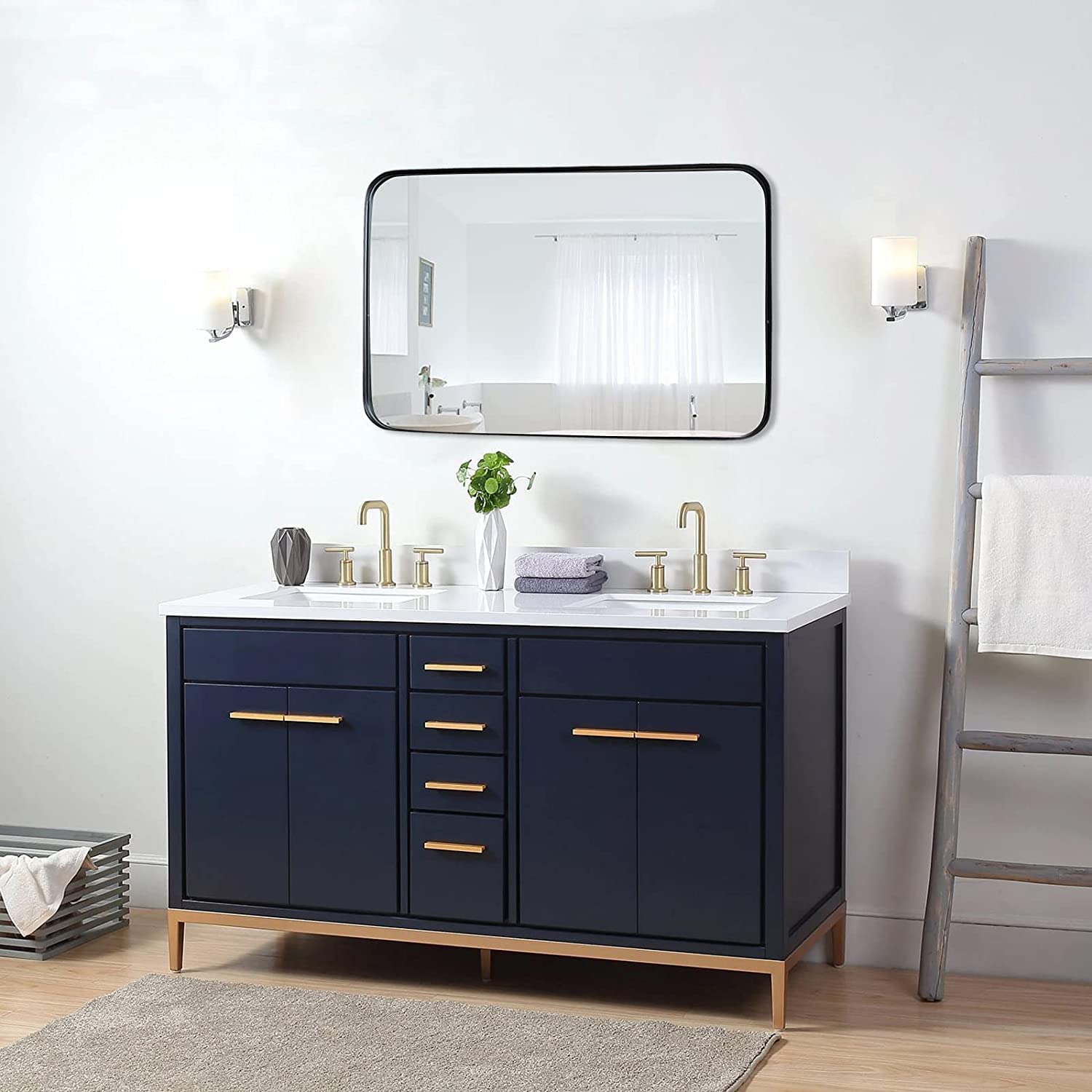 Bathroom Mirror for Wall,  Rectangle Metal Framed Wall Mirrors