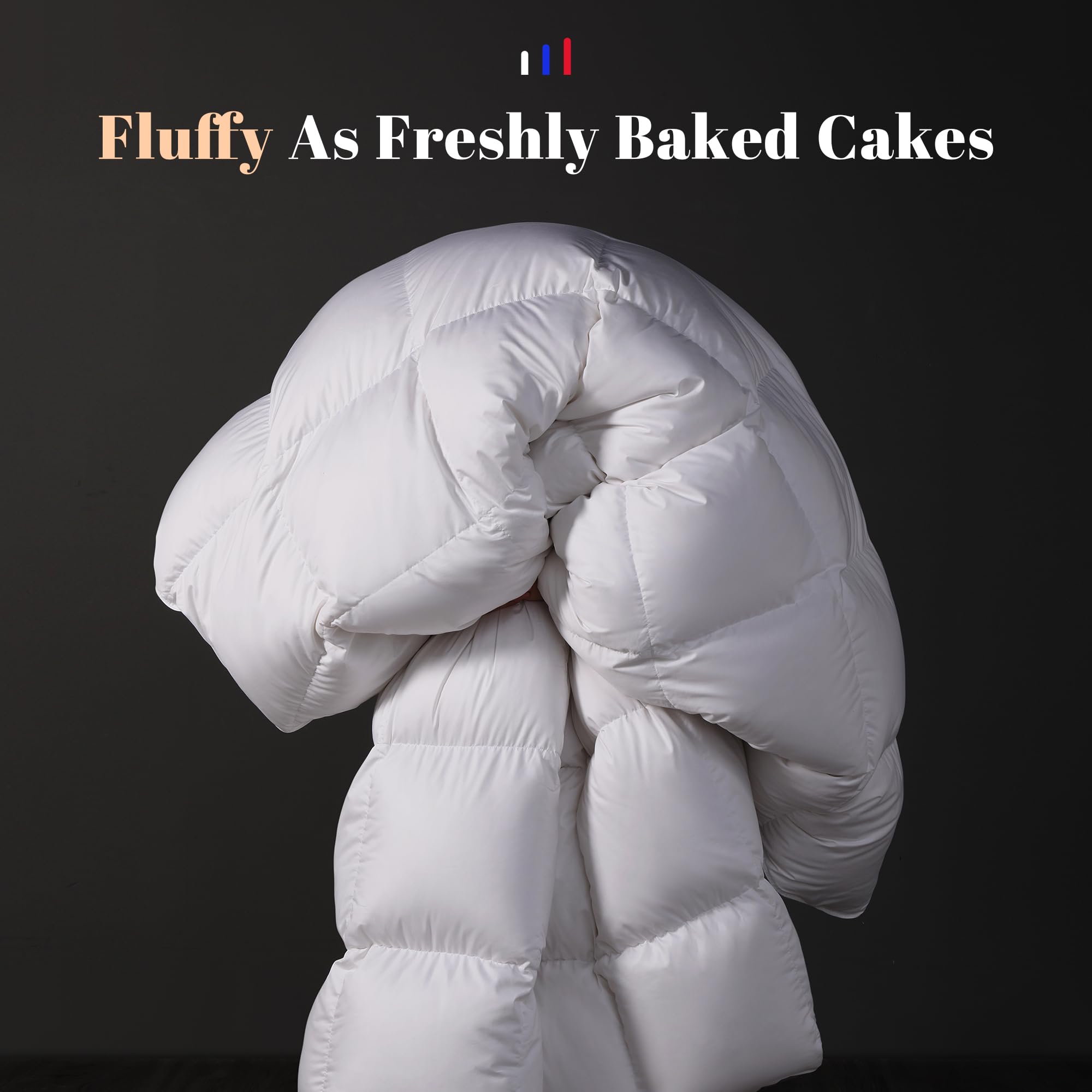 King Size Feather Down Comforter - Light Weight Baffle Box Duvet Insert