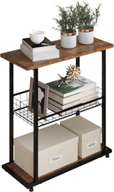 Side Table, 3-Tier End Table, Narrow Sofa Table Bedside Table, Small Nightstand