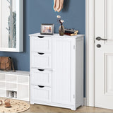 Bathroom Floor Cabinet, Freestanding Storage Cabinet with 4 Drawers & Single Door,