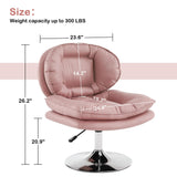 Armless Swivel Accent Chair with Height Adjustment - Pink Tech Cloth Vanity Chair