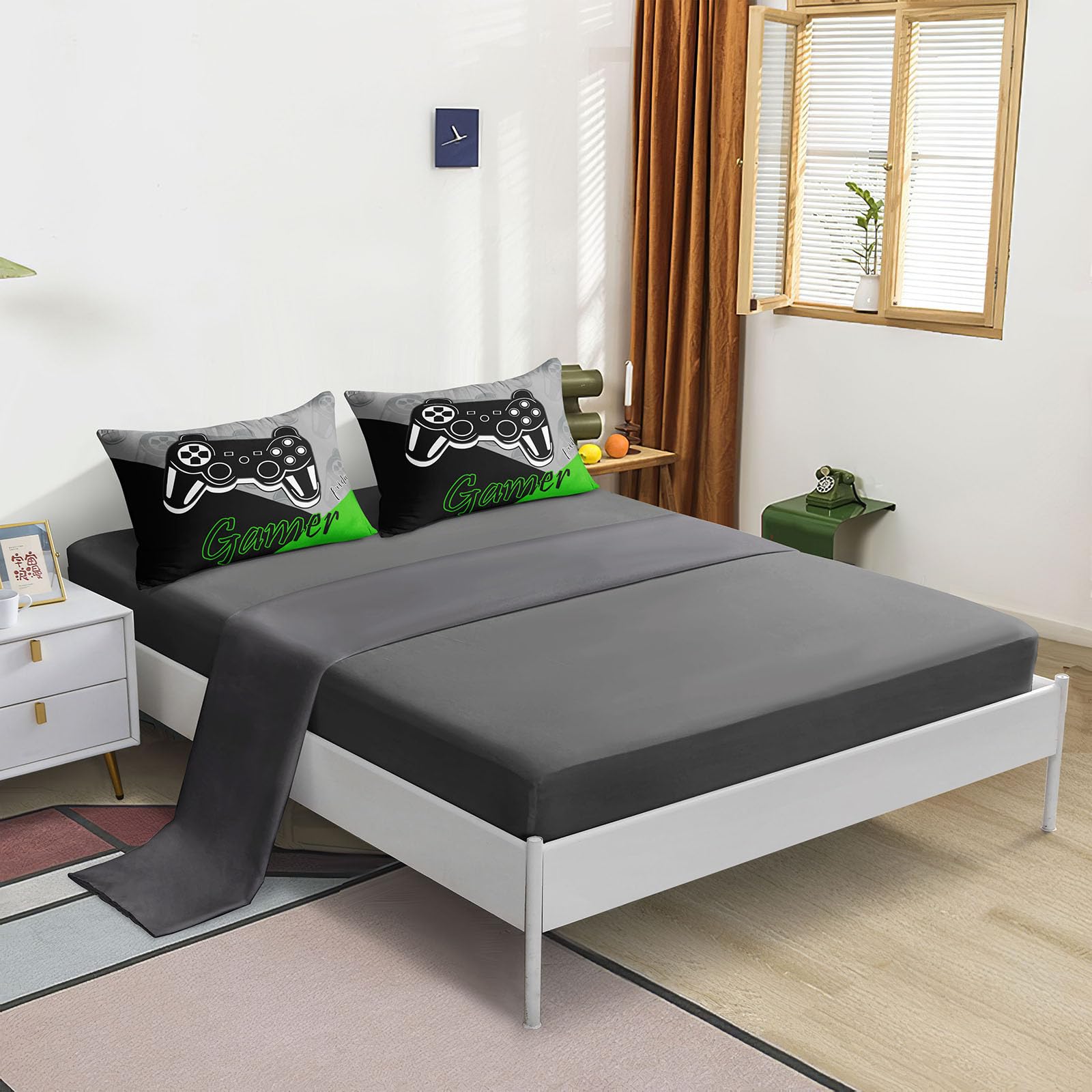 5 Pieces Gaming Bedding Set Twin Size for Boys Gamer Comforter Set