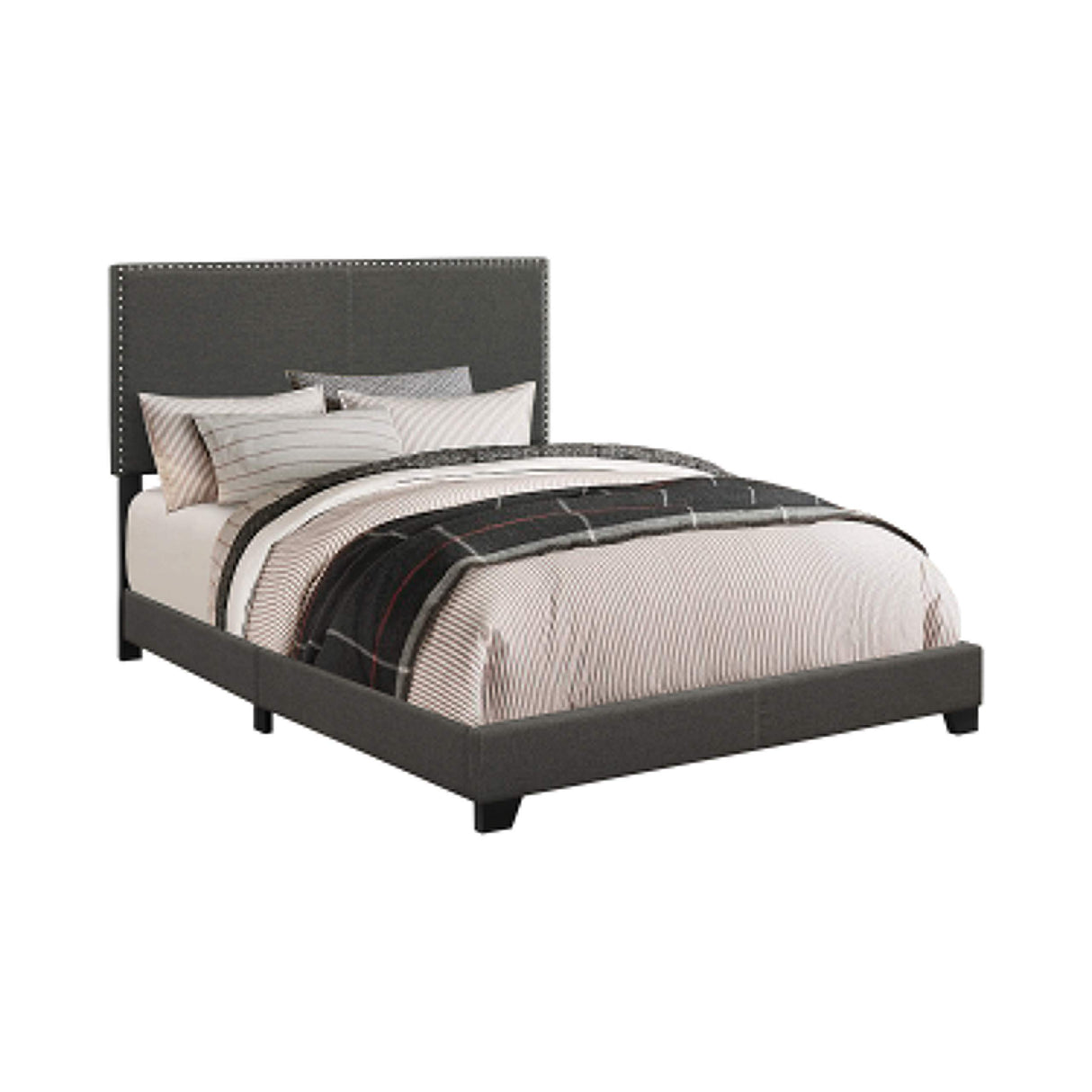 Fabric Upholstered Wooden California King Bed, Gray