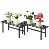 Dipion 2 Pack Metal Plant Stand Outdoor Plant Shelf Indoor,1 Tier Heavy Duty Plant Stands for Multiple Plants,26" L x 10.12" H x 8.75" W,Black