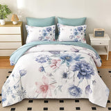 Floral Comforters Queen Size 7 Pieces Botanical Pink Bed in a Bag Ulter Soft