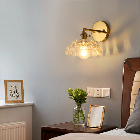 Vintage Wall Sconces with Petal Glass Lampshade, Switch Bathroom Wall Sconce Vanity Light for Mirror