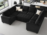 Secitonal Sleeper Sofa with Pull Out Couch Bed Modular Sectional Sofa with Storage Couch Velvet L Shaped Couch Sleeper Sofa Bed Beige