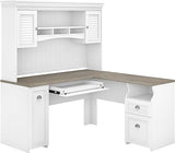 L Shaped Desk with Hutch, Drawers and Storage Cabinet Corner Computer Table