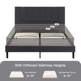 Queen Size Bed Frame Upholstered Platform with Complete Headboard and Strong