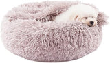 Dog Beds for Small Dogs, Donut Dog Bed with Blanket Attached, Calming Dog