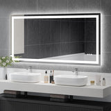 72x36 Inch Modern LED Bathroom Mirror - Smart Backlit Vanity Mirror with Anti-Fog, Dimmable Lights, Wall Mounted, 1/5 Inch Tempered Glass