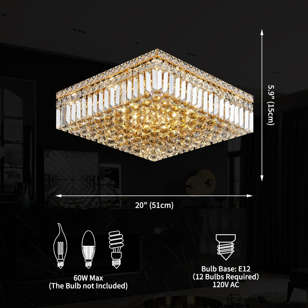 Lights Gold Crystal Flush Mount Ceiling Light Fixtures,Elegant Crystal Chandelier Pendant