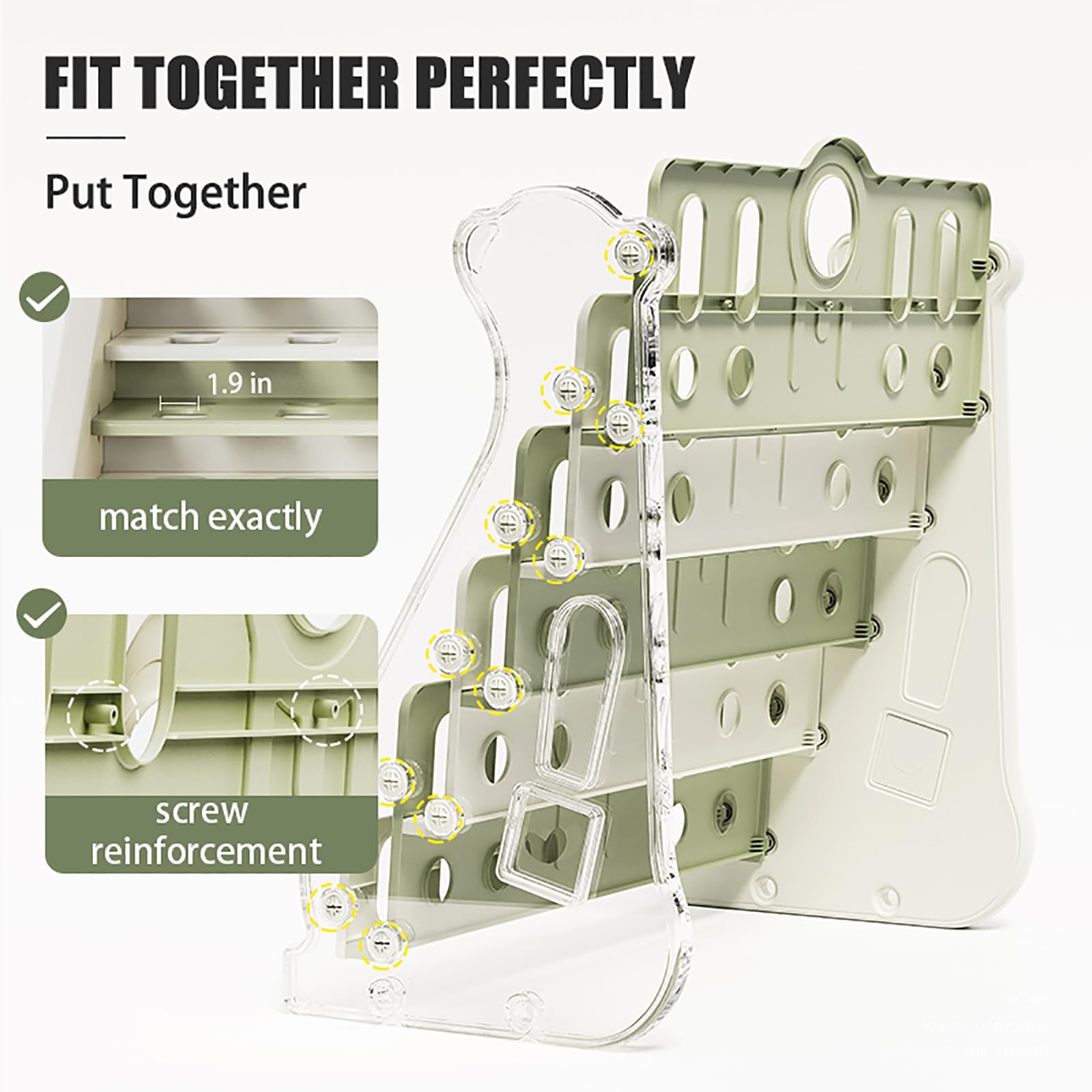 Deer COCO Kids Bookshelf and Toy Storage for Toddler, 4 Tier White Bookshelf Bookcase for Kids Bedroom/Nursery/Classroom, Toddler Wall Corner Bookshelf Kids Montessori Bookshelf (Green)