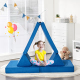 Kids Couch, 6-Piece Convertible Children's Sofa Playset or 2 Chair w/Folding Mats & 2 Pillows