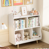 Bookshelf and Toy Storage Orangizer, 3-Tier Wooden Children's Bookcase with Curve