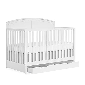 Storybrooke 5 in 1 Convertible Crib with Under Drawer in Pebble Grey