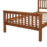 Twin Bed Frame with Headboard and Footboard - Oak Wood Platform