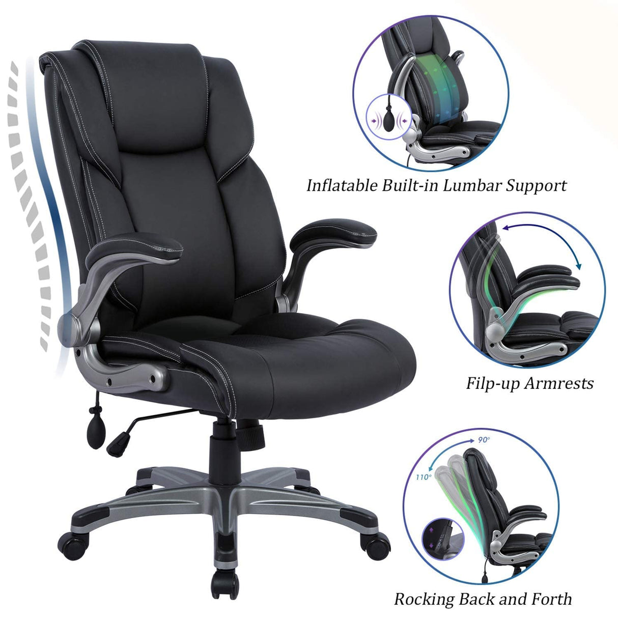 Big & Tall Office Chair High Back Desk Chair Large Executive Desk Computer Swivel Chair