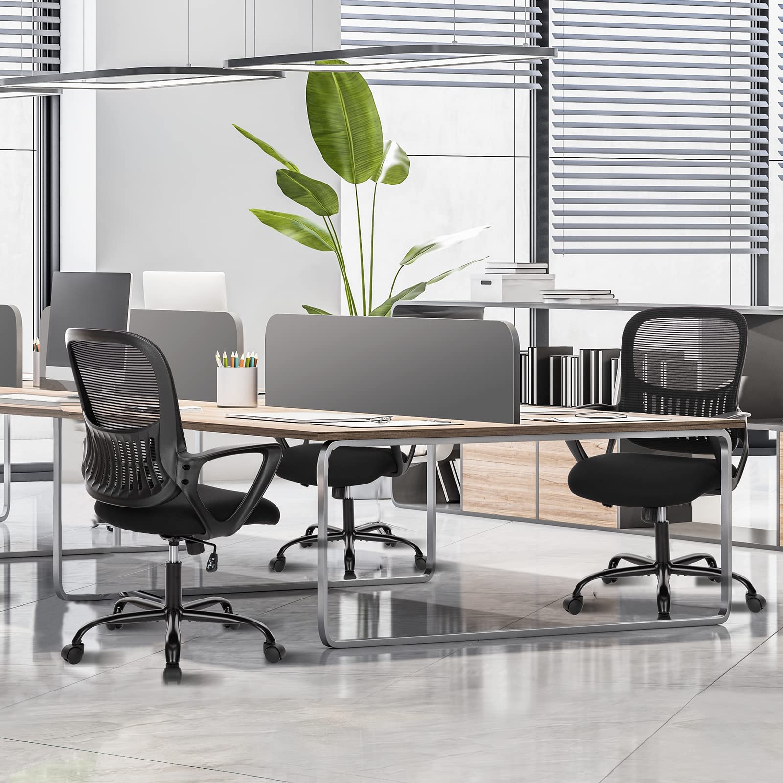 Office Computer Desk Managerial Executive Chair, Ergonomic Mid-Back Mesh Rolling Work