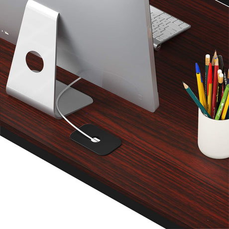 SHW Home Office 55"x60" Large L Shaped Corner Desk, 24" Deep, Cherry