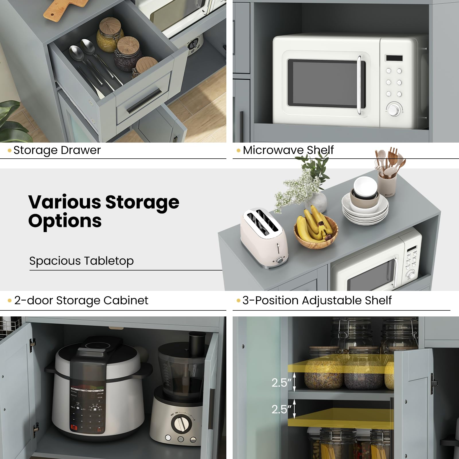 Rolling Kitchen Island Cart on Wheels, Mobile Kitchen Cart with Drawer