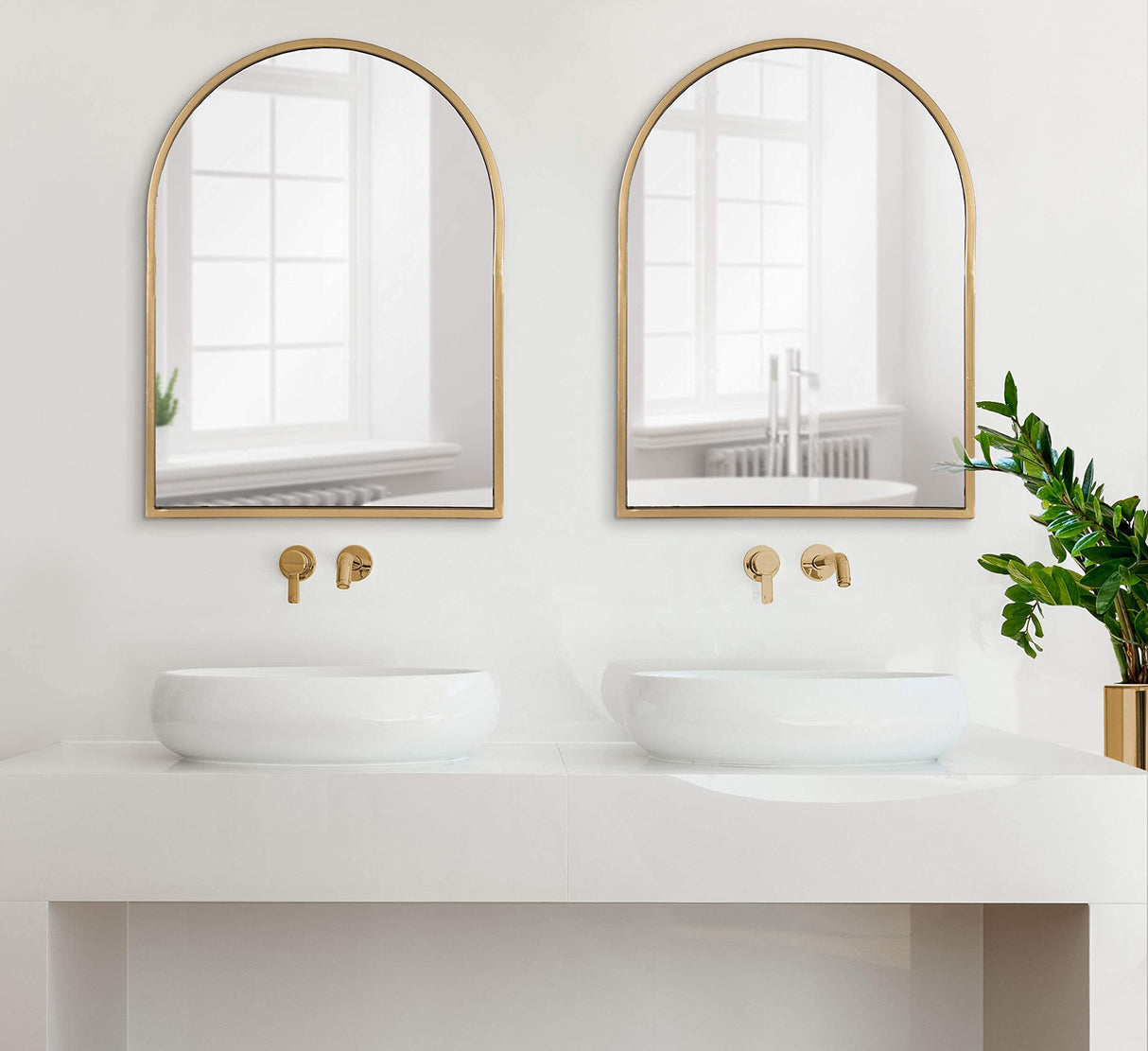 Valenti Modern Arched Wall Mirror, 24 x 32, Gold, Vibrant Decorative Mirror for Wall