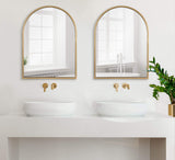 Valenti Modern Arched Wall Mirror, 24 x 32, Gold, Vibrant Decorative Mirror for Wall