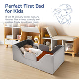 Toddler Bed Frame, Toddler Floor Bed with Removable Safety Rails