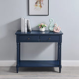 Solid Wood Console Entry Table with 2 Drawers, Accent Sofa Table with Storage Shelf