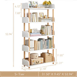 OSCHF 5-Tier Wooden Open Bookcase - Modern Display Bookshelf with Side Panels and Solid Wood Frame for Home and Office, Shelf Unit in Warm White